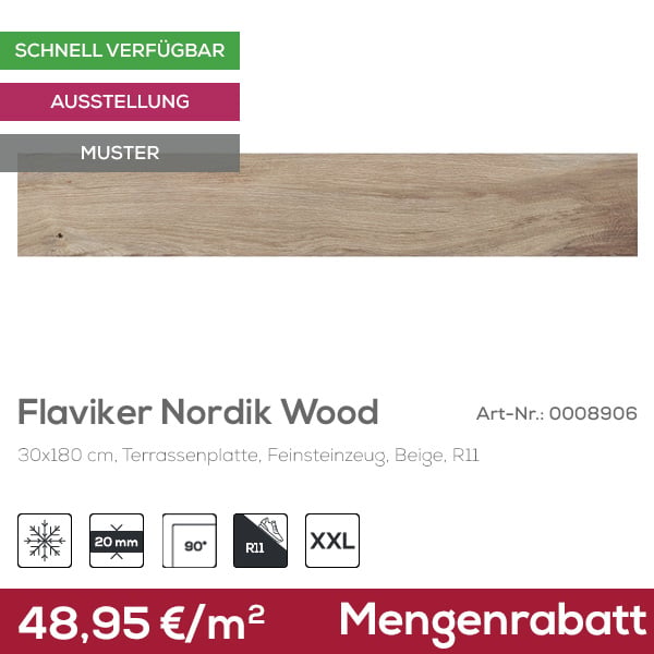Flaviker Nordik Wood Terrassenplatte Beige 30x180 cm Flaviker Nordik Wood Terrassenplatte Beige 30x180 cm