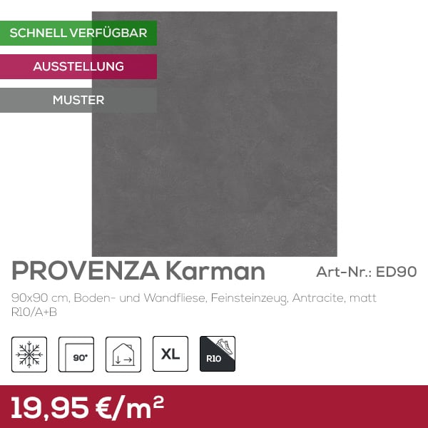 Provenza Karman Antracite Boden- und Wandfliese 90x90 cm Provenza Karman Antracite Boden- und Wandfliese 90x90 cm
