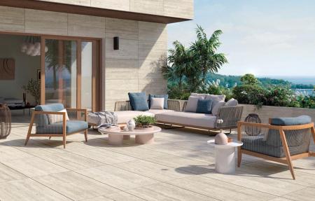 Mirage Elysian Travertino Light Strukturiert Terrassenplatte 60x120 cm