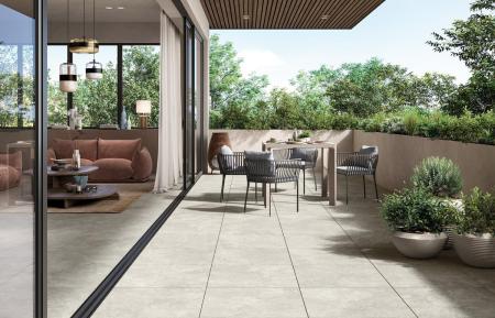 Mirage Elysian Travertino Misty Cross Strukturiert Terrassenplatte 60x60 cm