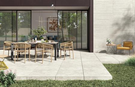 Mirage Elysian Travertino Pearly Cross Strukturiert Terrassenplatte 60x120 cm