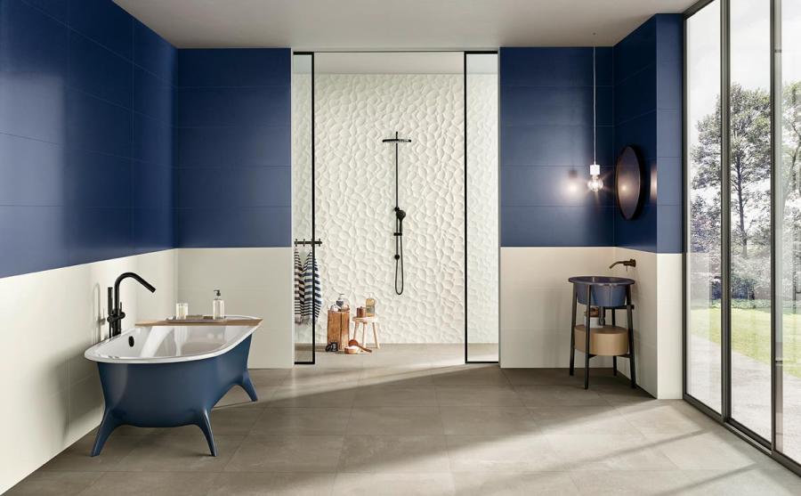 Love Tiles Genesis Leaf Deep Blue Matt 30x60 cm Wanddekor