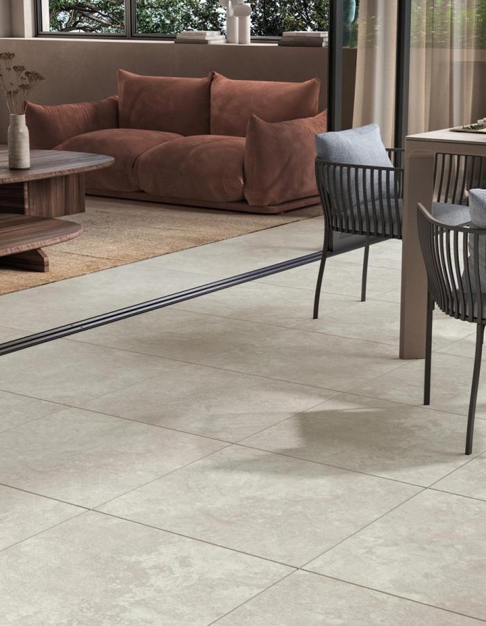 Mirage Elysian Travertino Misty Cross Strukturiert Terrassenplatte 60x60 cm