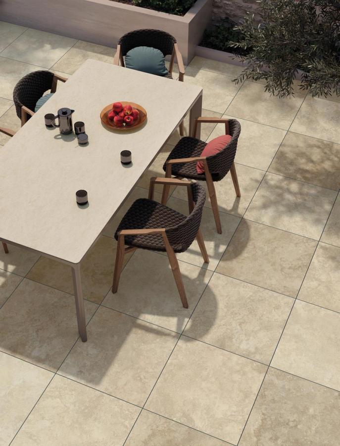 Mirage Elysian Travertino Rustic Cross EY 15 ST Terrassenplatte 80x80 cm