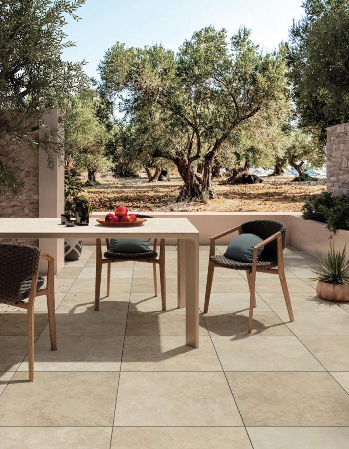 Mirage Elysian Travertino Rustic Cross EY 15 ST Terrassenplatte 80x80 cm